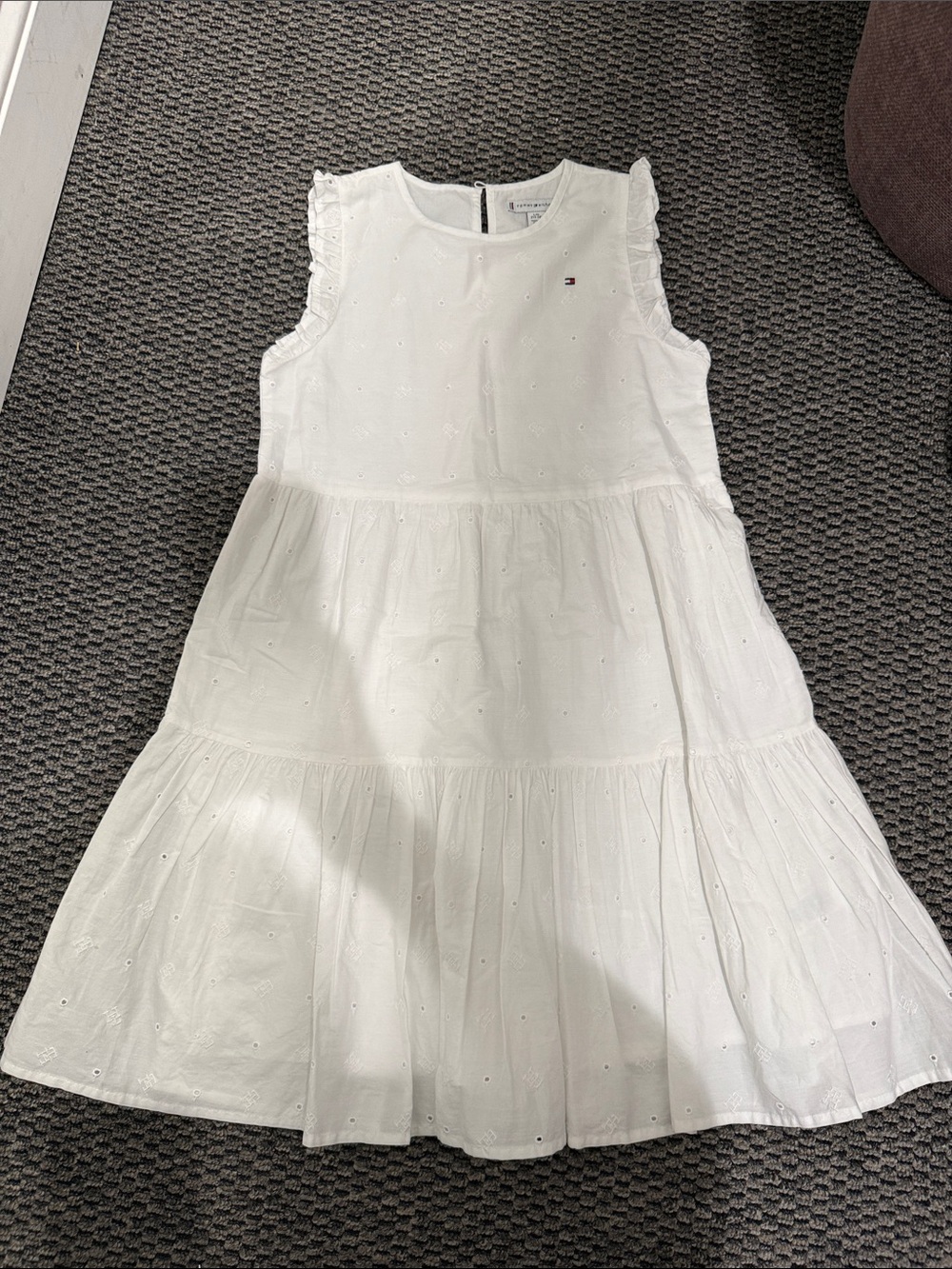 Tommy Hilfiger White Eyelet Tiered Sleeveless Dress